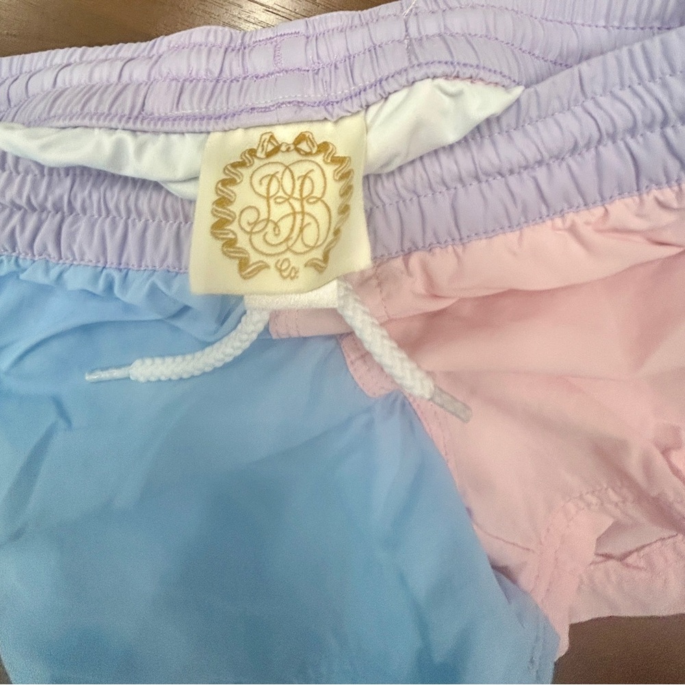 The Beaufort Bonnet Company (TBBC) Lavender & Pink Colorblock Swim Shorts (2T) - Picture 4 of 5